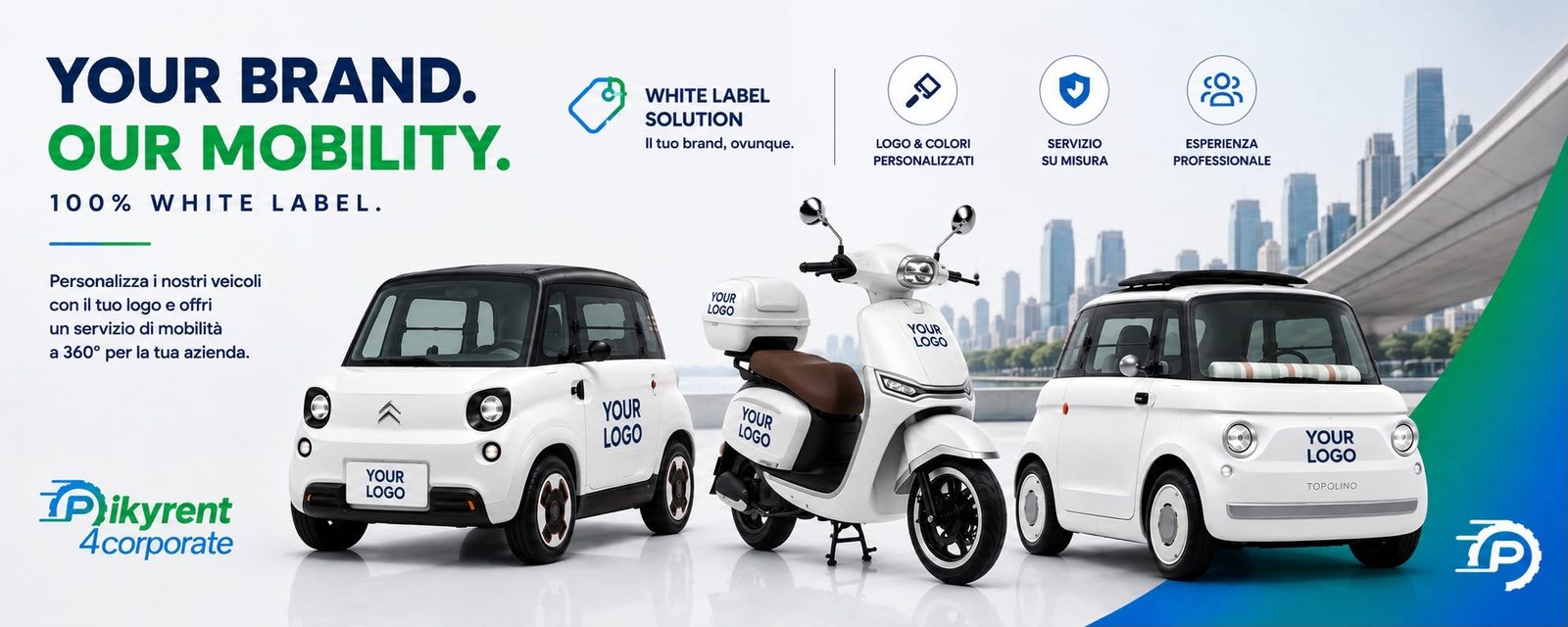 Scooter Next Mojito personalizzato con il banner del brand del cliente